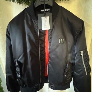 Palm Angels Black and Red Bomber Jacket